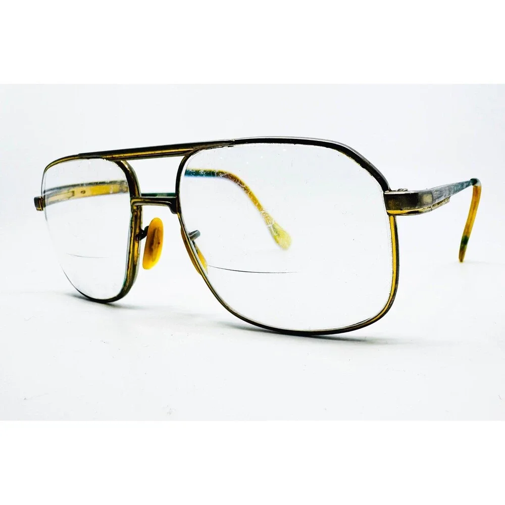 Titmus Eyeglasses Mens Gold Black PC250 TO Z87 Aviator Double Bridge 54-16